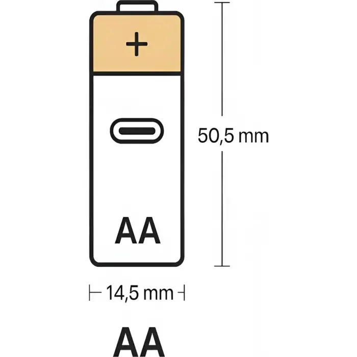 Type-c Şarjlı 2800mwh 1.5v Şarj Edilebilir 2’li Aa5 Kalın Pil - Lityum Iyon Batarya