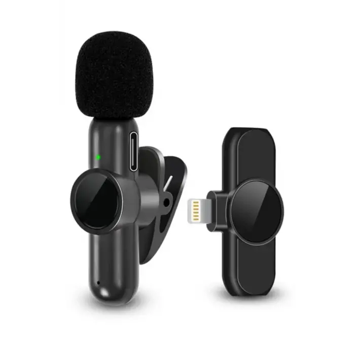 Type C Uyumlu İphone Dönüştürücülü Kablosuz Yaka Mikrofonu Android Ve İphone Uyumlu Mini Mikrofon