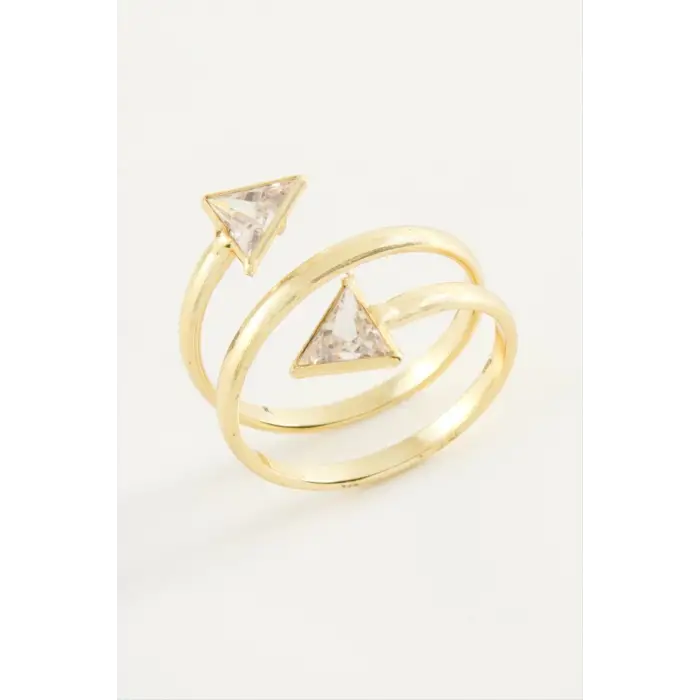Üçgen Zirkon Taşlı Yüzük