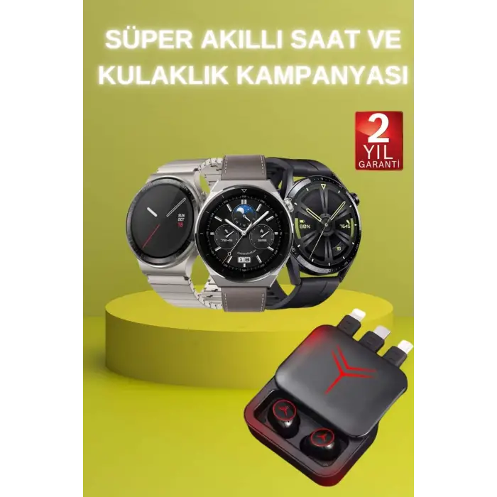 Ucuz Kaliteli Akıllı Saat ve Powerbank Bluetooth Kulaklık 5.1 Stereo ANC Özelliği