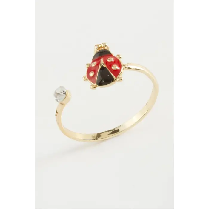 Uğur Böceği Mineli Taşlı Yüzük