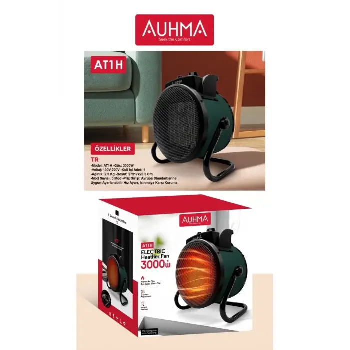 Ultra Güçlü 3000 Watt Taşınabilir Elektrikli Portatif Isıtıcı Soba Sıcak Hava Üfleyen Fan Radyatör