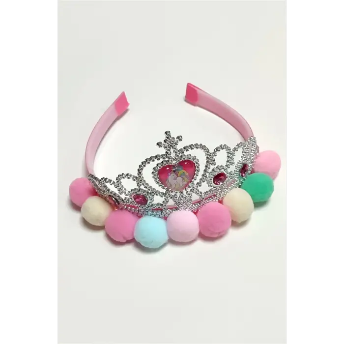 Unicorn Ponponlu Plastik Taç