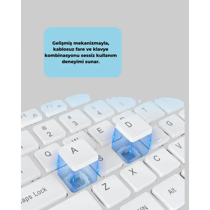USB Alıcılı Kablosuz Klavye Mouse - Geniş Uyumluluk, Sessiz Tuşlar