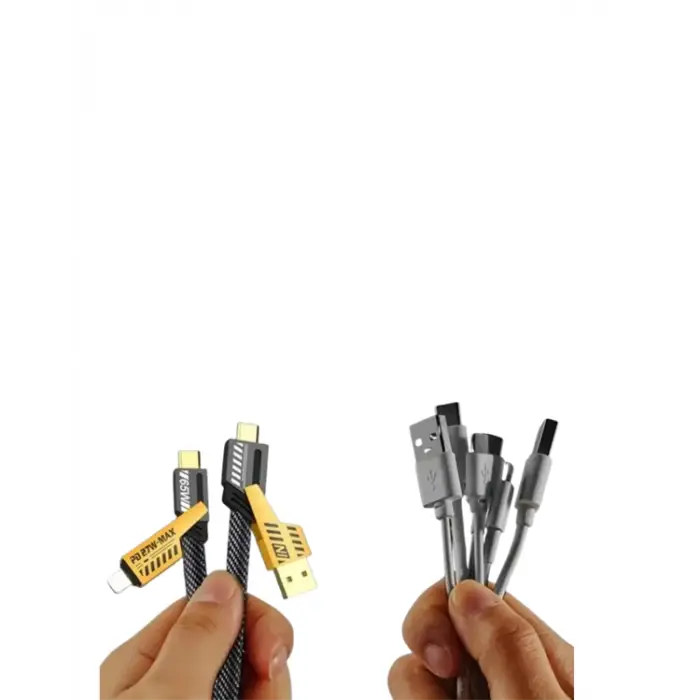 USB-C ve Lightning Uyumlu 4ü 1 Arada Kablo – 65W Hızlı Şarj, Örgülü Dayanıklı Yapı