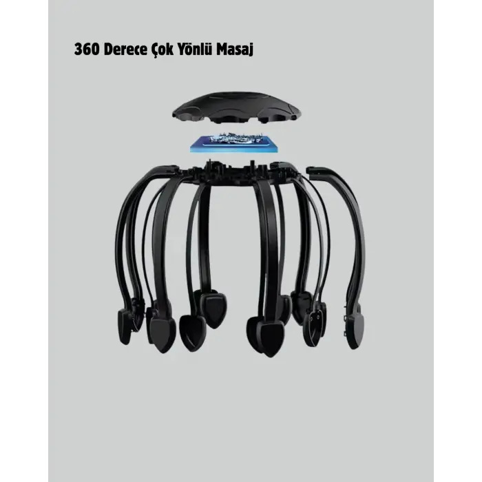 USB Şarjlı Kafa Masaj Aleti 3 Modlu 8 Başlıklı Stres Giderici