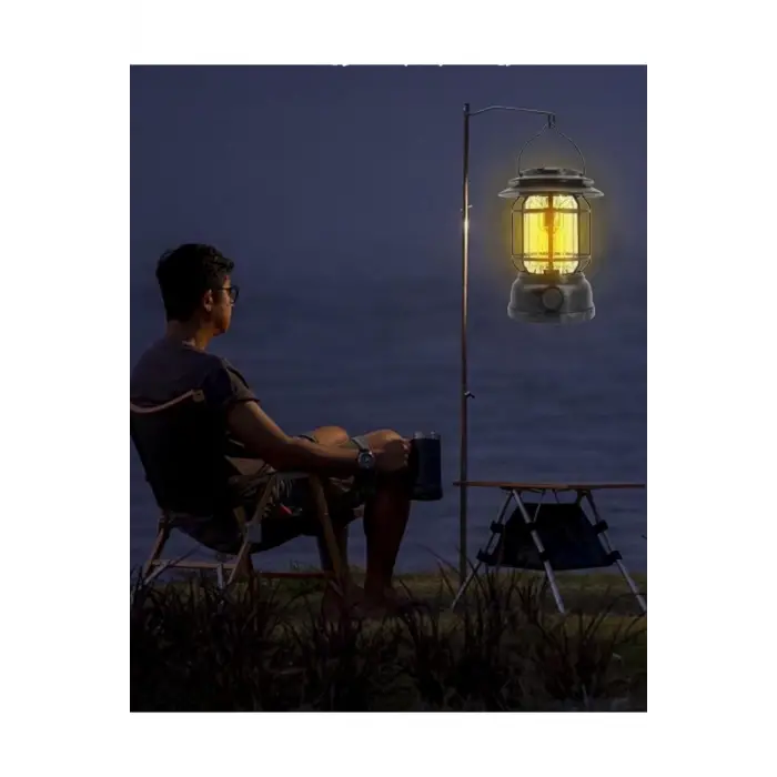 Usb Şarjlı Led Kamp Lambası - Bluetooth Müzik Çalar, El Feneri Ve Cep Telefonu Şarj Cihazı