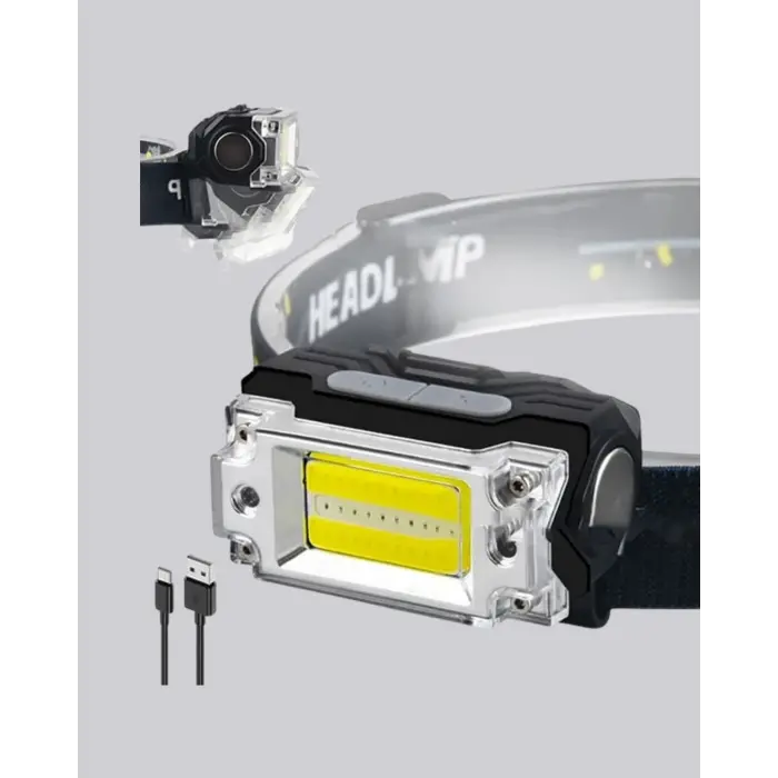 USB Şarjlı Mini LED KAFA Feneri 50m Odak 150m Geniş Aydınlatm