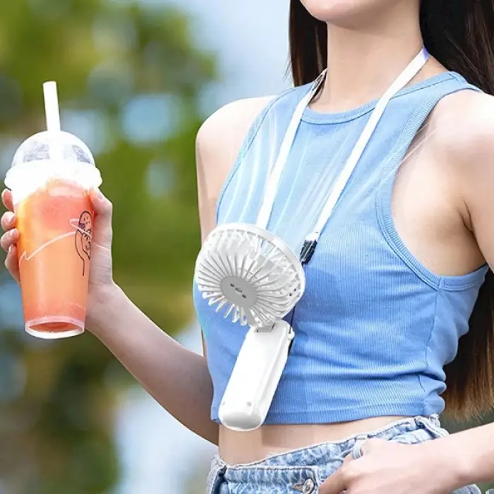 USB Şarjlı Taşınabilir Katlanabilir El Fanı Beyaz Renk