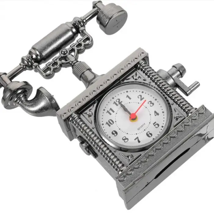 Vintage Telefon Tasarımlı Masa Saati