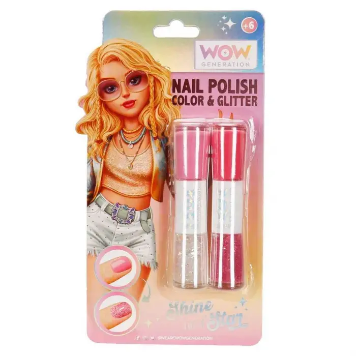 Wow Generation Renkli ve Parıltılı Çift Taraflı Oje 2li