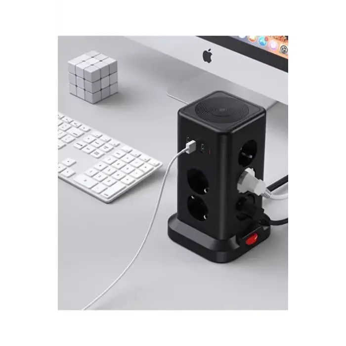 Wp711 Akım Korumalı Priz Kablosuz Şarj İstasyonu 11x Soket 3x Usb 1xtype-c Kablolu Grup Priz