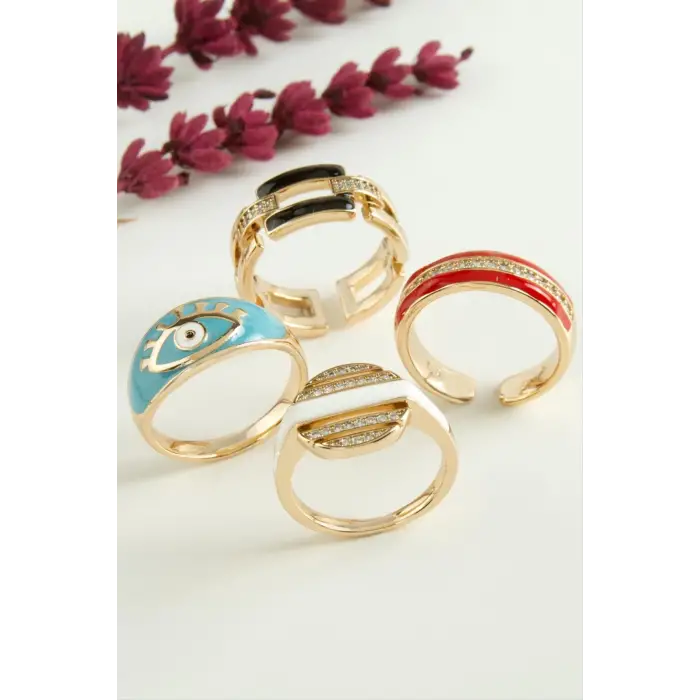 Xuping Karışık Mineli Lüks Çelik Yüzük