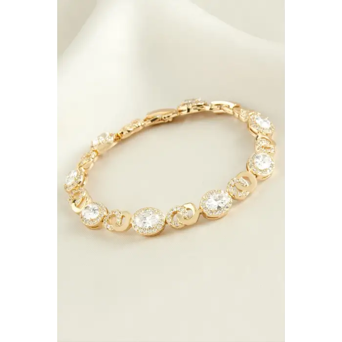 Xuping Oval Zirkon Taşlı Lüks Çelik Bileklik