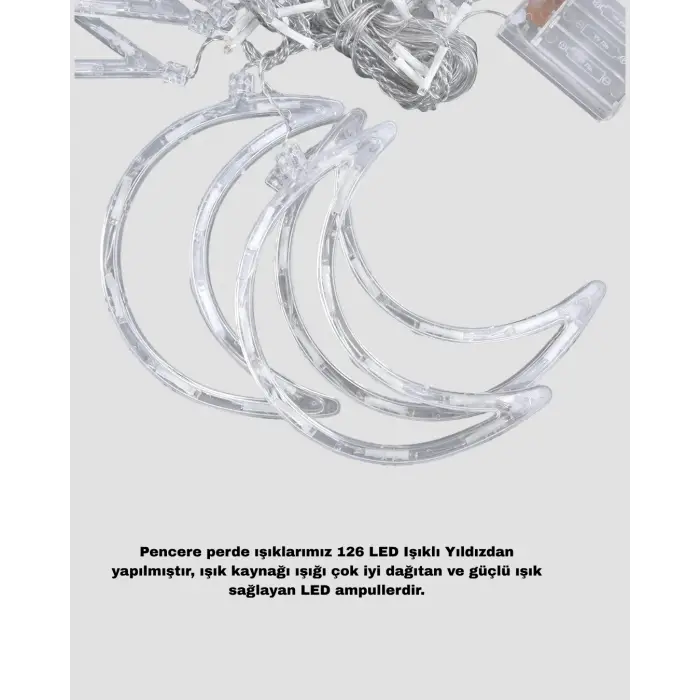 Yanıp Sönen Ve Sabit Modlu Yıldız Ay Perde Led Işık