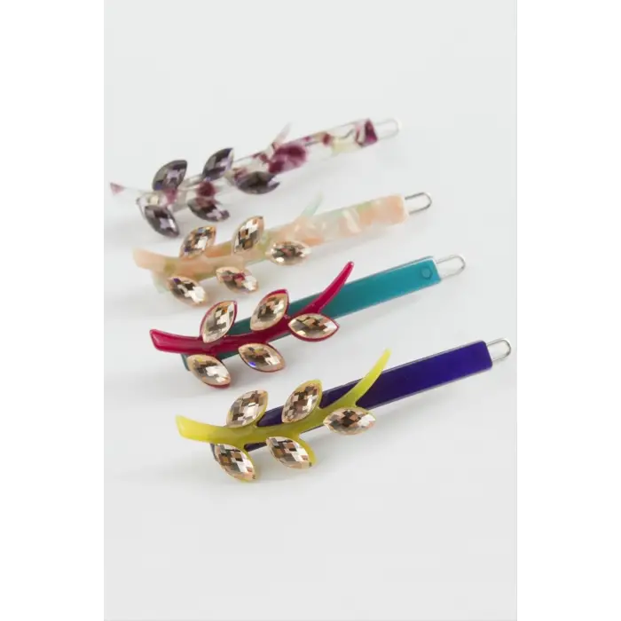 Yaprak Taşlı Klipsli Toka