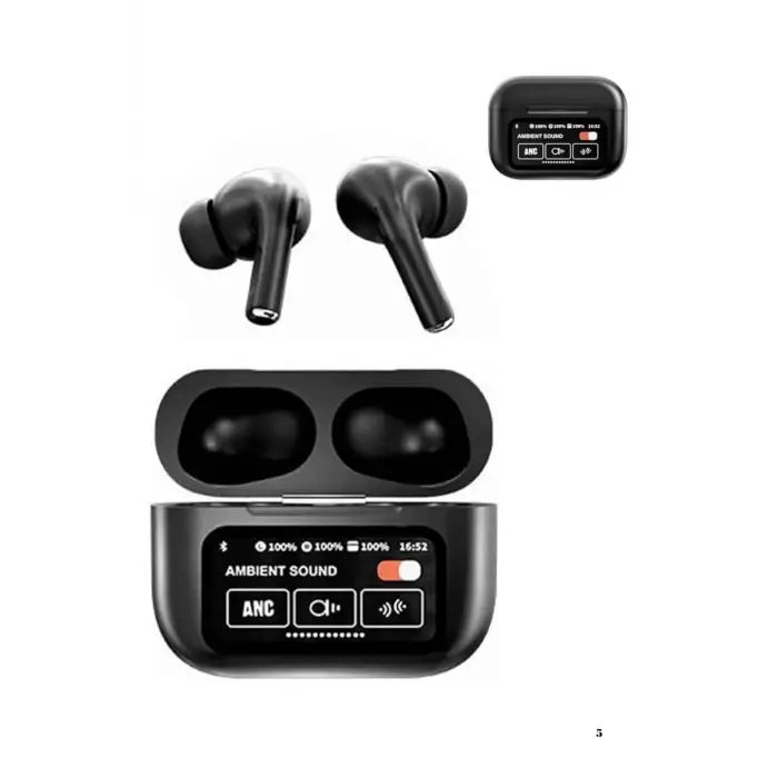 Yeni Nesil Anc Özellikli Çağrı Cevaplayan Dokunmatik Ekranlı Bluetooth Kulaklık Siyah