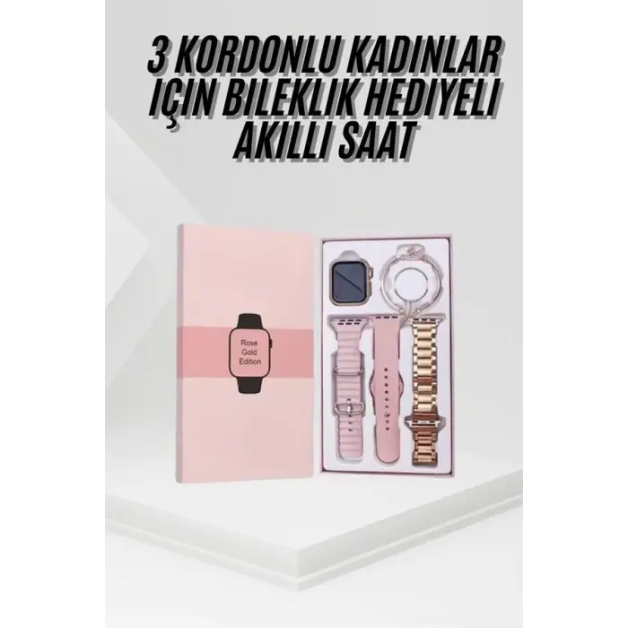Yeni Nesil Kadın Akıllı Saat Rose Gold Android ve İos Uyumlu