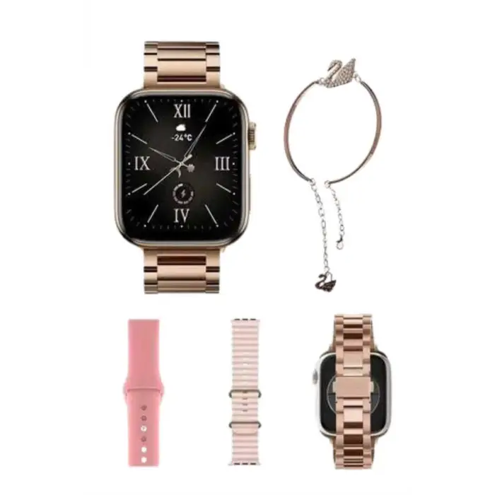 Yeni Nesil Kadın Akıllı Saat Rose Gold Android ve İos Uyumlu