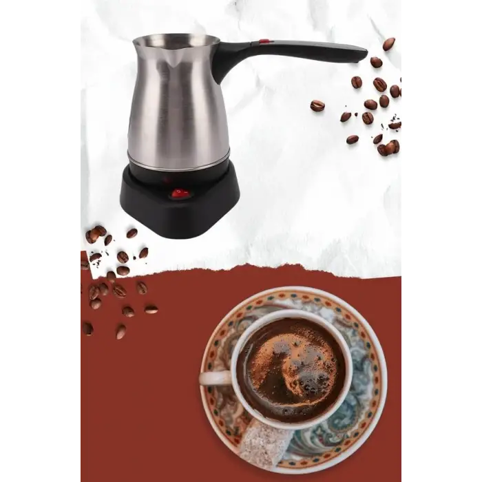 Yeni Nesil Türk Kahve Makinesi Cezvesi Siyah Gri Kablolu Pratik