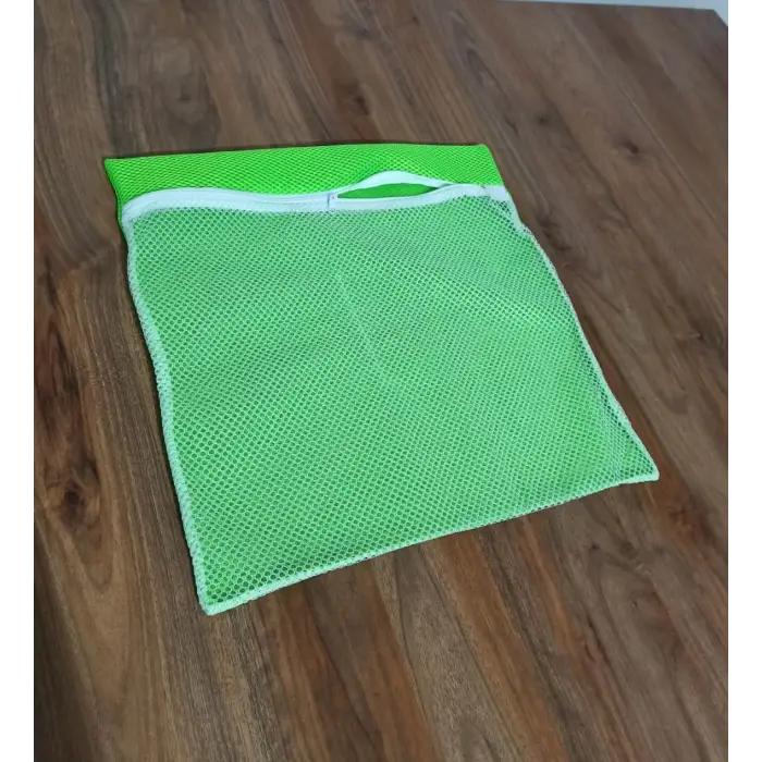 Yeşil - Fermuarlı - Hassas Çamaşır Terlik  Ayakkabı Yıkama Filesi Büyük Boy (336336)