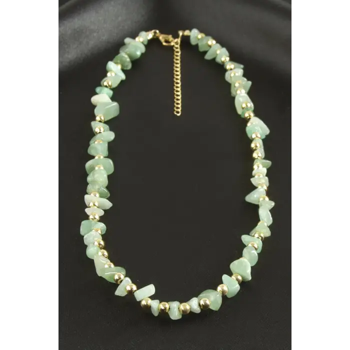 Yeşim Kırık Doğaltaş Kolye