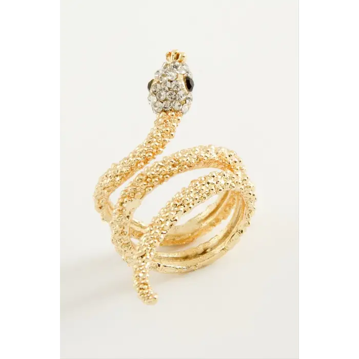 Yılan Taşlı Metal Yüzük