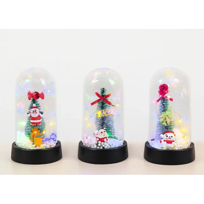 Yılbaşı Temalı Işıklı Dekoratif Cam Fanus - Model 2