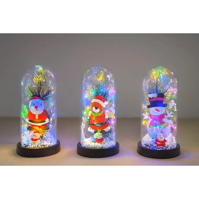 Yılbaşı Temalı Işıklı Dekoratif Cam Fanus - Model 8