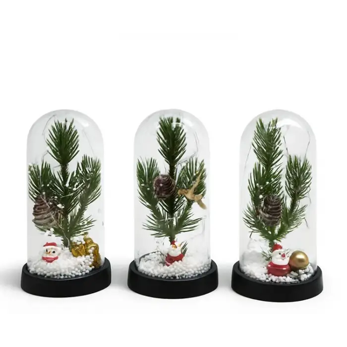 Yılbaşı Temalı Işıklı Dekoratif Cam Fanus - Model 9