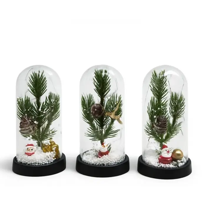 Yılbaşı Temalı Işıklı Dekoratif Cam Fanus - Model 9