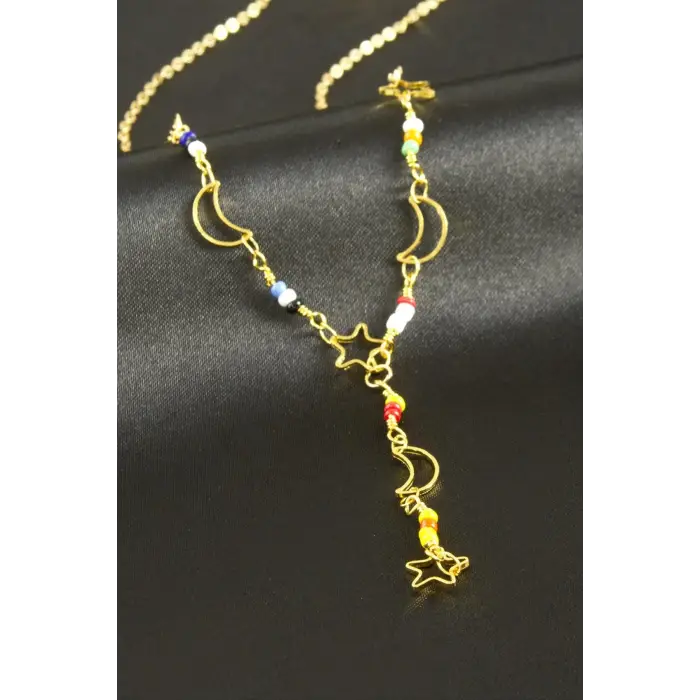 Yıldız Hilal Boncuk Y Kolye