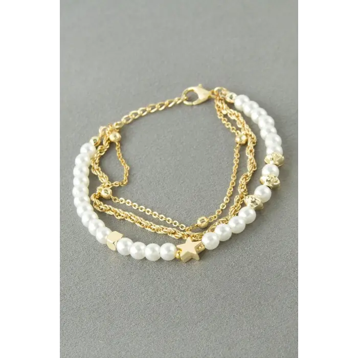 Yıldız İnci Zincir Bileklik