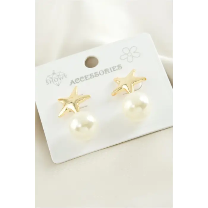 Yıldız Metal İnci Küpe