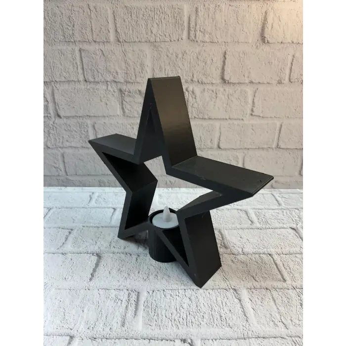 Yıldız Mumluk Siyah Modern Salon Ve Raf Dekoru