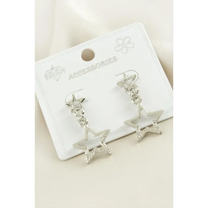 Yıldız Taşlı Metal Küpe