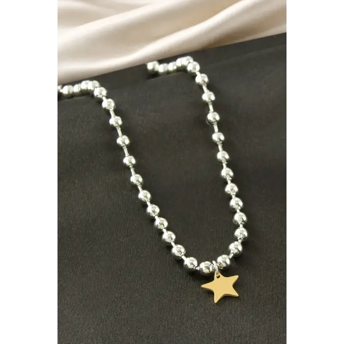 Yıldız Top Zincir Çelik Kolye