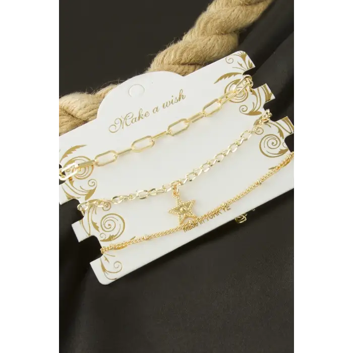 Yıldız Zincir Bileklik 3 Adet