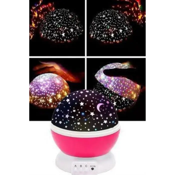 Yıldızlı Gece Lambası Mor Projeksiyon Görünümlü Masa Lambası Renk Değiştirebilen
