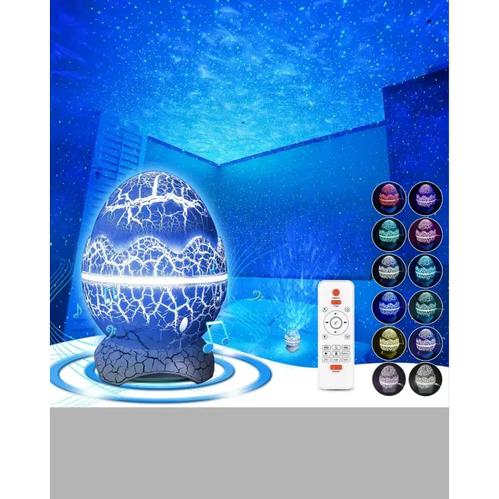 Yıldızlı Gökyüzü Dinozor Yumurta Projektör –  Ayarlanabilir Parlaklık ve Hız