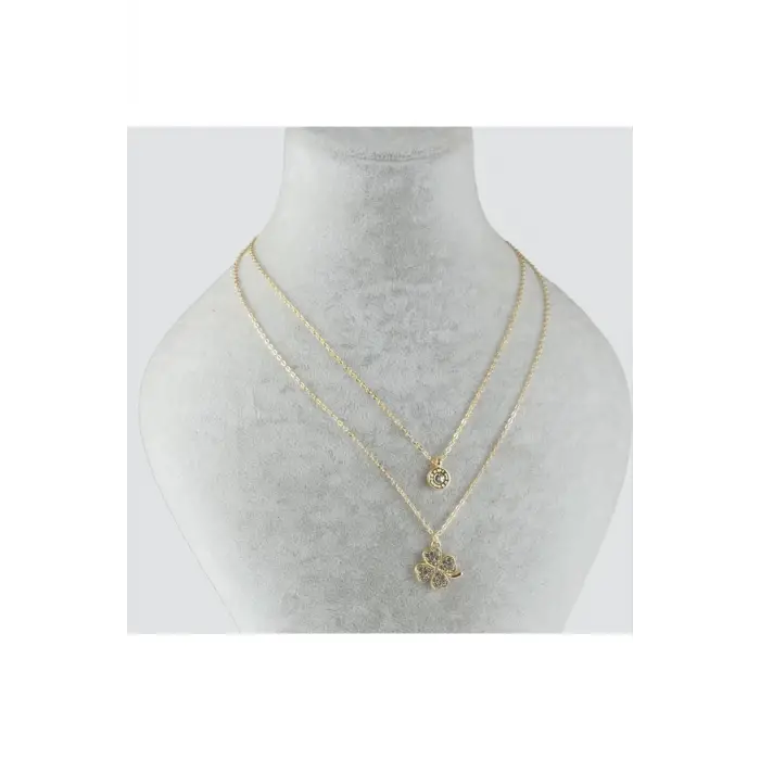 Yonca Figürlü İkili Kolye