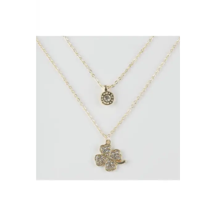 Yonca Figürlü İkili Kolye