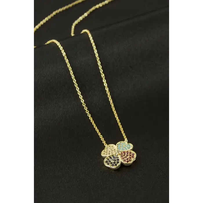 Yonca Zirkon Taşlı Kolye