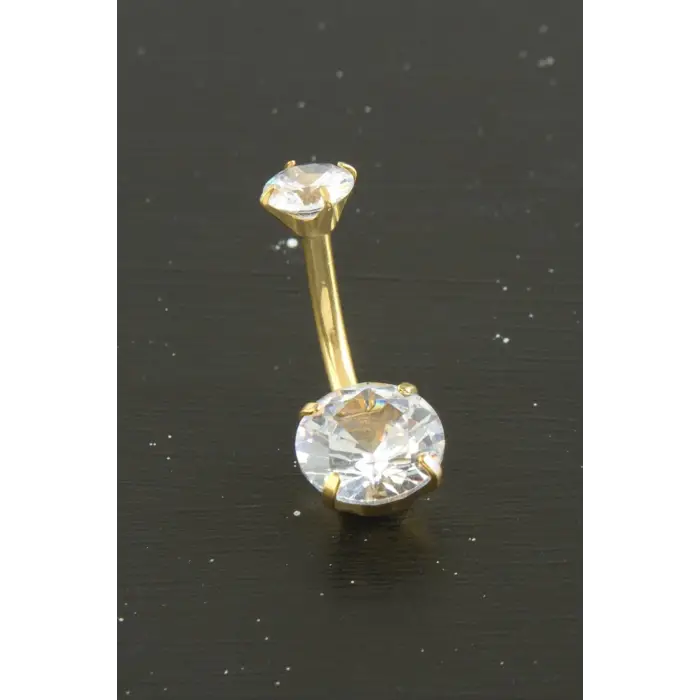Yuvarlak Zirkon Taşlı Çelik Piercing 1 Adet