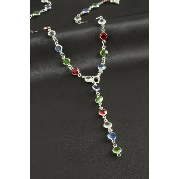 Yuvarlak Zirkon Taşlı Y Kolye