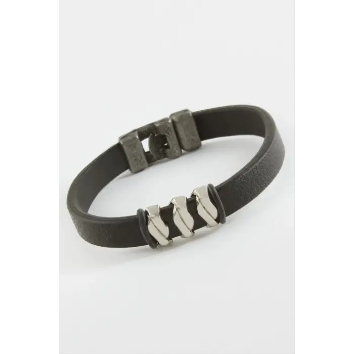 Zikzak Kaliteli Suni Deri Bileklik