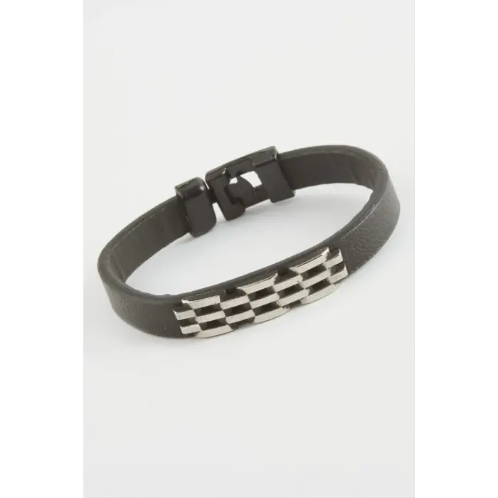 Zincir Desenli Kaliteli Suni Deri Bileklik