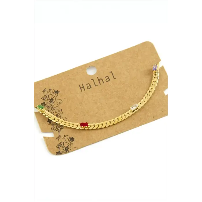 Zirkon Taşlı Burgulu Lüks Çelik Halhal