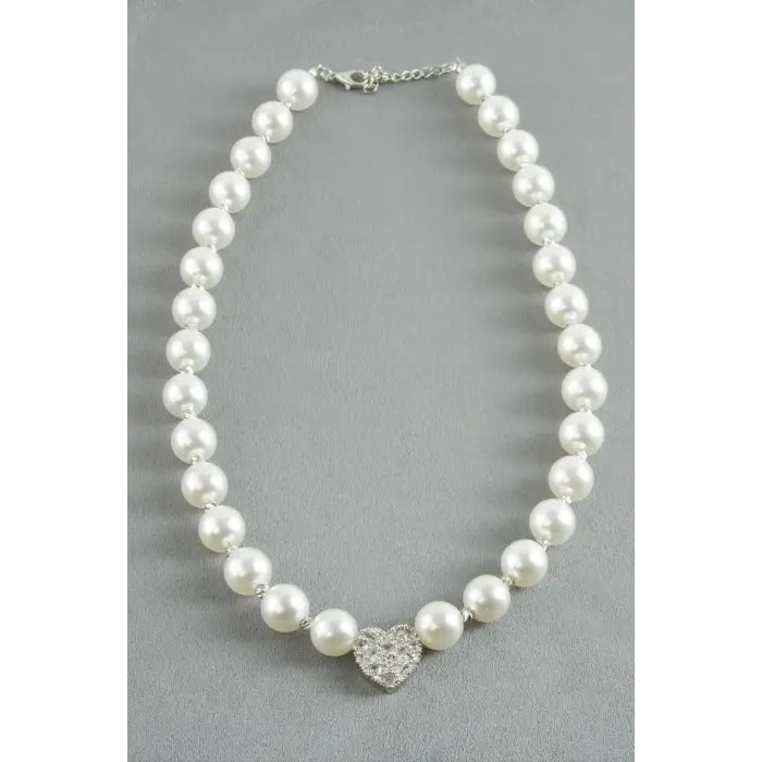 Zirkon Taşlı İnci Kolye