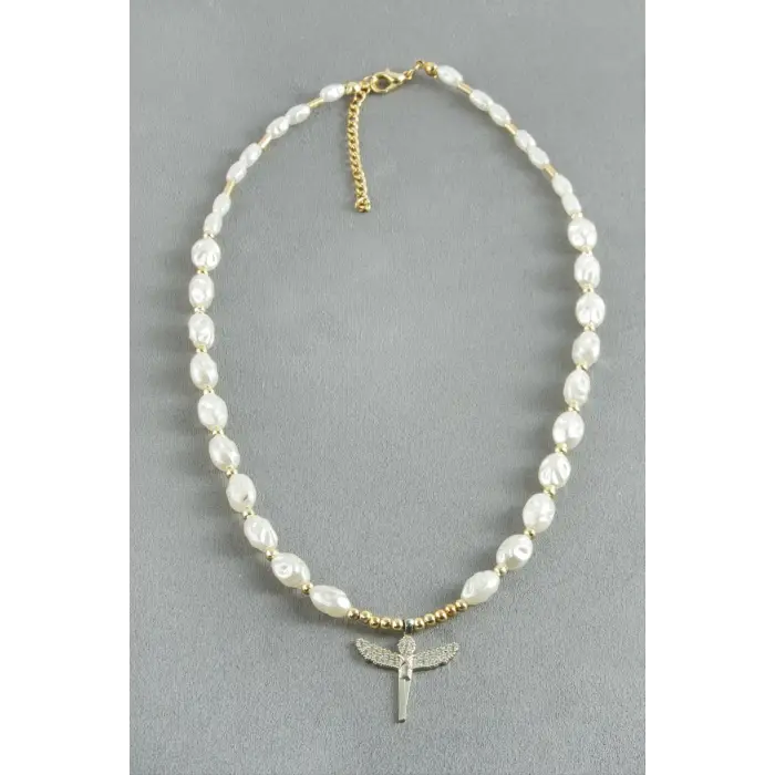 Zirkon Taşlı İnci Kolye